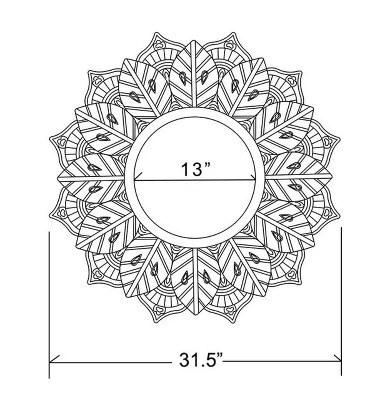 LuxenHome Distressed Brown And White Leaf Wreath Metal Frame Wall Mirror 10 LuxenHome Distressed Brown And White Leaf Wreath Metal Frame Wall Mirror - Image 8