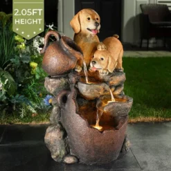 LuxenHome 25” Puppy And Pitchers Pot Resin Outdoor Water Fountain With LED Lights, Outdoor And Indoor Waterfalls For Patio, Garden Decor Multicolored 12 LuxenHome 25” Puppy And Pitchers Pot Resin Outdoor Water Fountain With LED Lights, Outdoor And Indoor Waterfalls For Patio, Garden Decor Multicolored -Garden GUEST fbc43edf 762f 4cc2 a114 c8d4207c68d6
