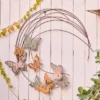 LuxenHome Metal Butterflies Moon Wall Decor, Indoor And Outdoor Decoration Black