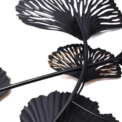 LuxenHome White, Black, And Gold Metal Ginkgo Leaves Modern Wall Decor 13 LuxenHome White, Black, And Gold Metal Ginkgo Leaves Modern Wall Decor - Image 11