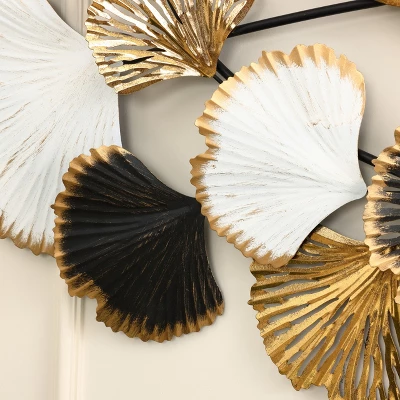 LuxenHome White, Black, And Gold Metal Ginkgo Leaves Modern Wall Decor 10 LuxenHome White, Black, And Gold Metal Ginkgo Leaves Modern Wall Decor - Image 8