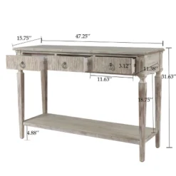 LuxenHome Whitewashed Wood 3-Drawer 1-Shelf Console And Entry Table 16 LuxenHome Whitewashed Wood 3-Drawer 1-Shelf Console And Entry Table -Garden GUEST fd6befb6 5c8c 410e a97f d67dad0e6e2e