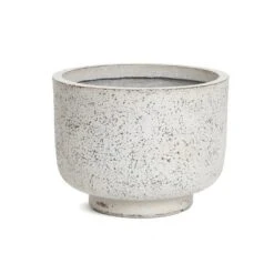 LuxenHome Rustic Planter – White & Gray Round MgO Pot With Drainage Plug -Garden GUEST fe187c5a 51b2 4c00 9ab9 96a317851a40