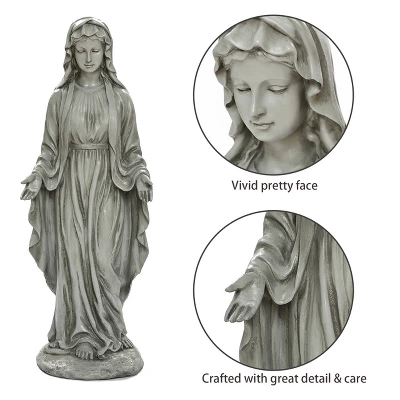 LuxenHome 30.5" H Virgin Mary Indoor Outdoor Statue Garden Statues, Gray Or Ivory 14 LuxenHome 30.5" H Virgin Mary Indoor Outdoor Statue Garden Statues, Gray Or Ivory - Image 12